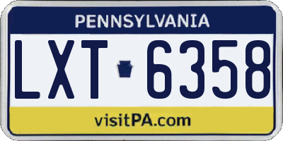 PA license plate LXT6358