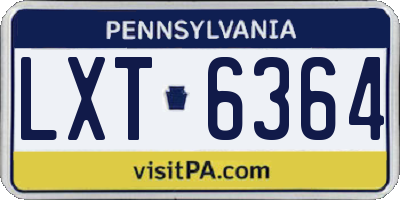 PA license plate LXT6364