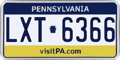 PA license plate LXT6366