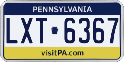 PA license plate LXT6367