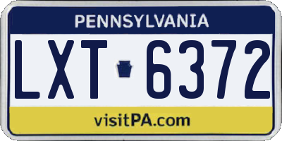 PA license plate LXT6372