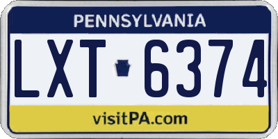 PA license plate LXT6374