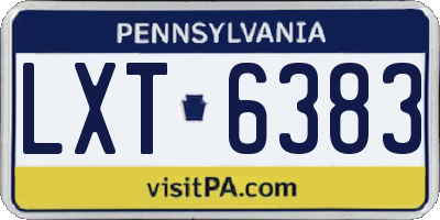 PA license plate LXT6383