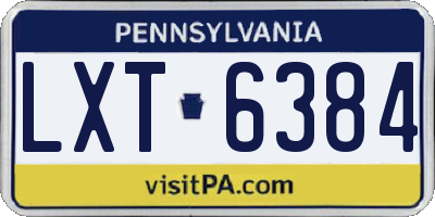 PA license plate LXT6384