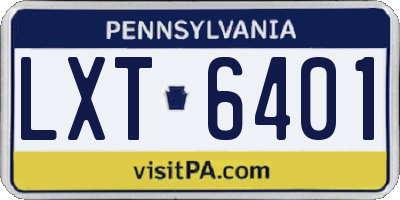PA license plate LXT6401