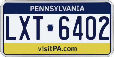PA license plate LXT6402