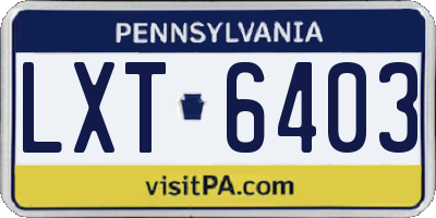 PA license plate LXT6403