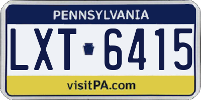 PA license plate LXT6415