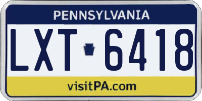 PA license plate LXT6418