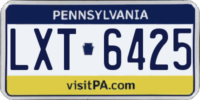 PA license plate LXT6425