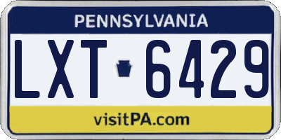 PA license plate LXT6429