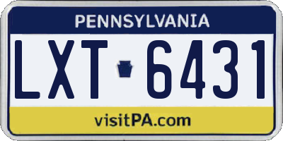 PA license plate LXT6431