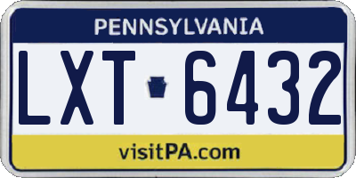 PA license plate LXT6432