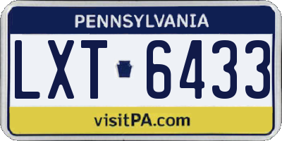 PA license plate LXT6433