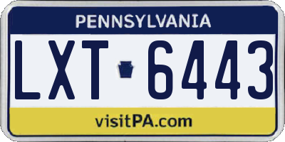 PA license plate LXT6443