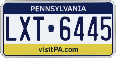PA license plate LXT6445