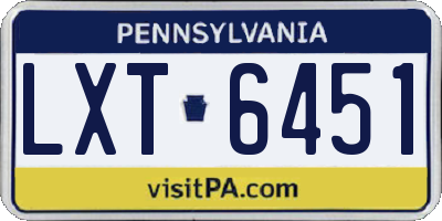 PA license plate LXT6451