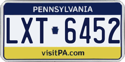 PA license plate LXT6452
