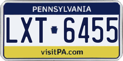 PA license plate LXT6455