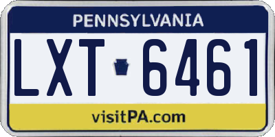 PA license plate LXT6461