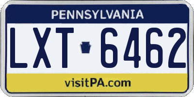 PA license plate LXT6462