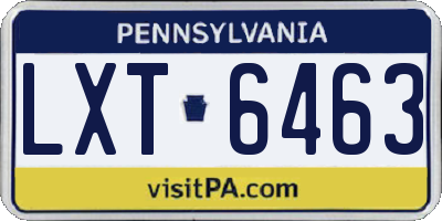PA license plate LXT6463