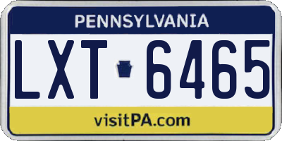 PA license plate LXT6465