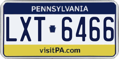 PA license plate LXT6466
