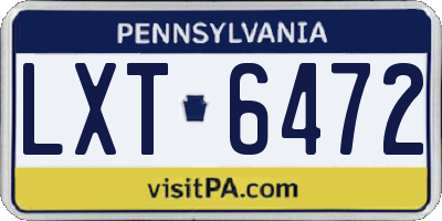 PA license plate LXT6472