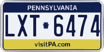 PA license plate LXT6474