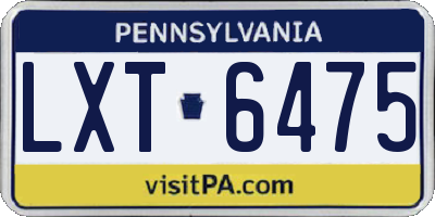 PA license plate LXT6475