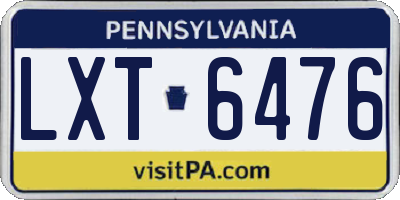 PA license plate LXT6476