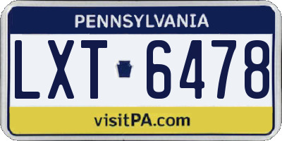PA license plate LXT6478