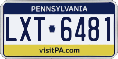 PA license plate LXT6481