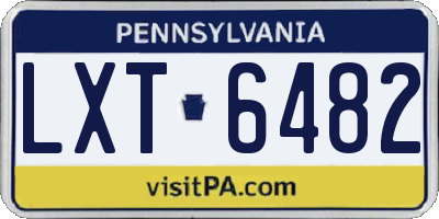 PA license plate LXT6482