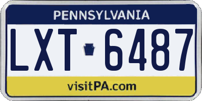 PA license plate LXT6487