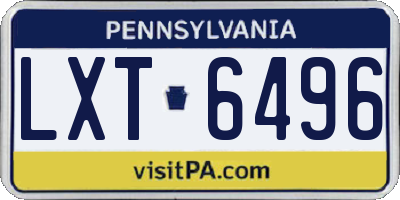 PA license plate LXT6496