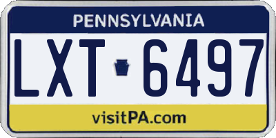 PA license plate LXT6497