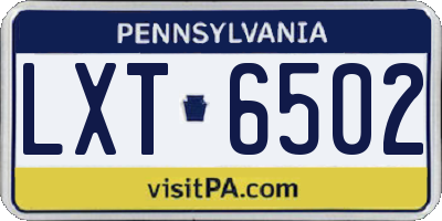 PA license plate LXT6502