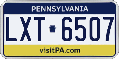 PA license plate LXT6507