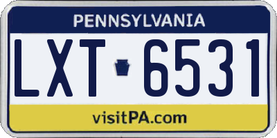 PA license plate LXT6531