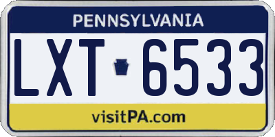 PA license plate LXT6533