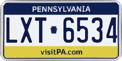 PA license plate LXT6534