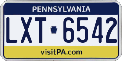 PA license plate LXT6542