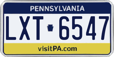 PA license plate LXT6547