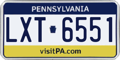 PA license plate LXT6551