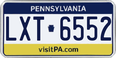 PA license plate LXT6552