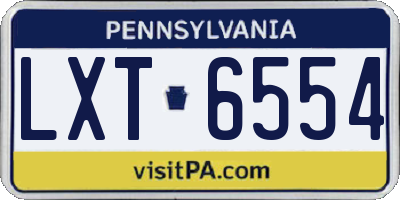 PA license plate LXT6554