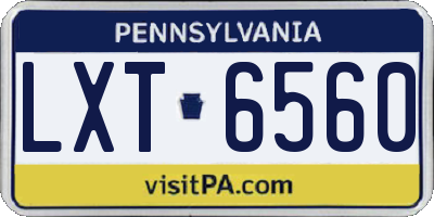 PA license plate LXT6560