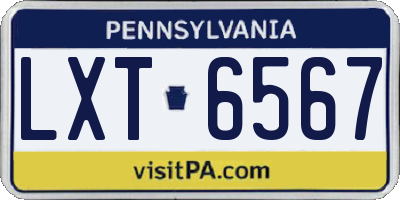 PA license plate LXT6567